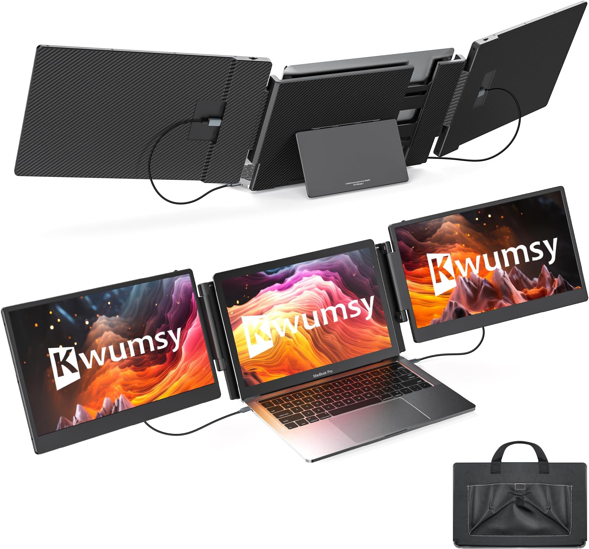 Kwumsy P2S トリプルモニター　Mac専用　マルチモニター P2S 12 Inches USB-C Triple Screen Laptop Monitor Extender