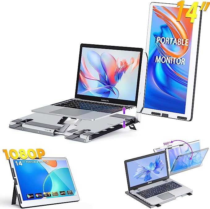 Slide Dual Portable Monitor for Laptop 11.6 FHD 1080P IPS Double