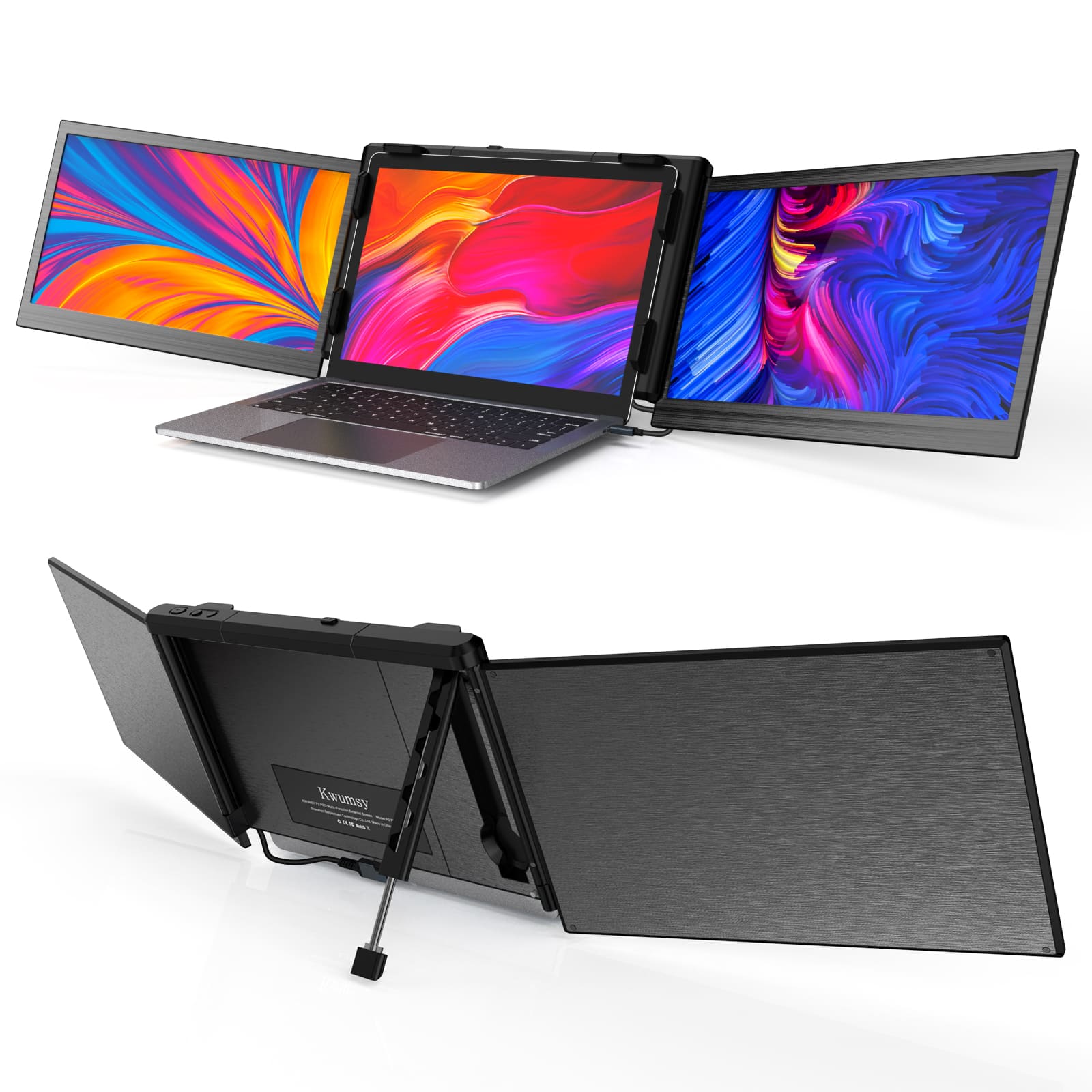 Triple écran portable de 14 pouces 1080p @ 60 Hz pour écran d'ordinateur  portable double écran, portable triple écran pour ordinateur portable de 14  à