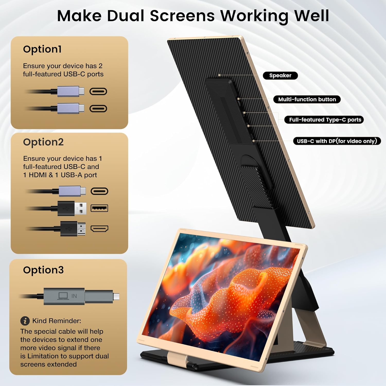Extensor de ecran pentru laptop Kwumsy S6 de 15,6 inchi