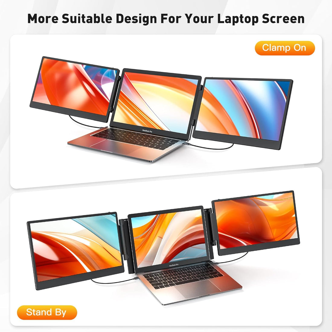 Kwumsy S3 Triple écran Portable - 14" FHD IPS - Rallonge Moniteur Ordinateur - Noir