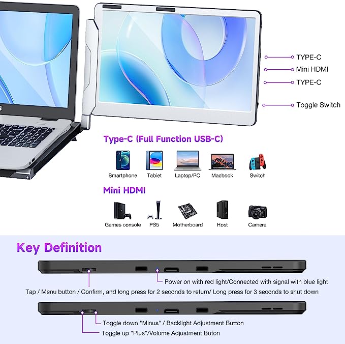 P1 PLUS 13.3'' Inches Portable Extra Screen For Laptop – Kwumsy