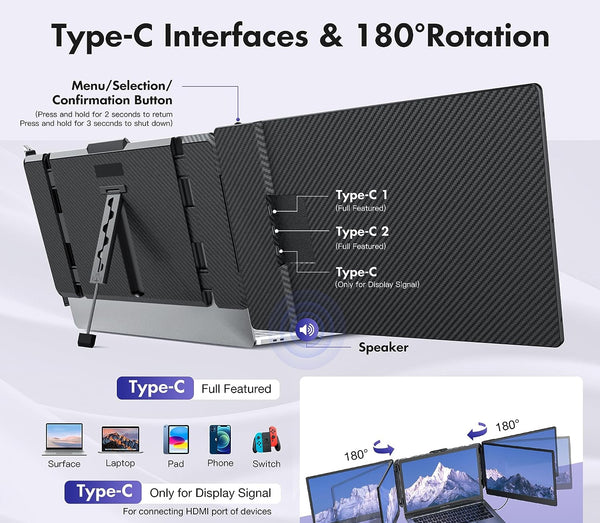 Kwusy Triple Écran Portable oniteur-14'' Full HD 1920 * 1080P IPS Kwusy Triple Écran Portable oniteur-14'' Full HD 1920 * 1080P IPS