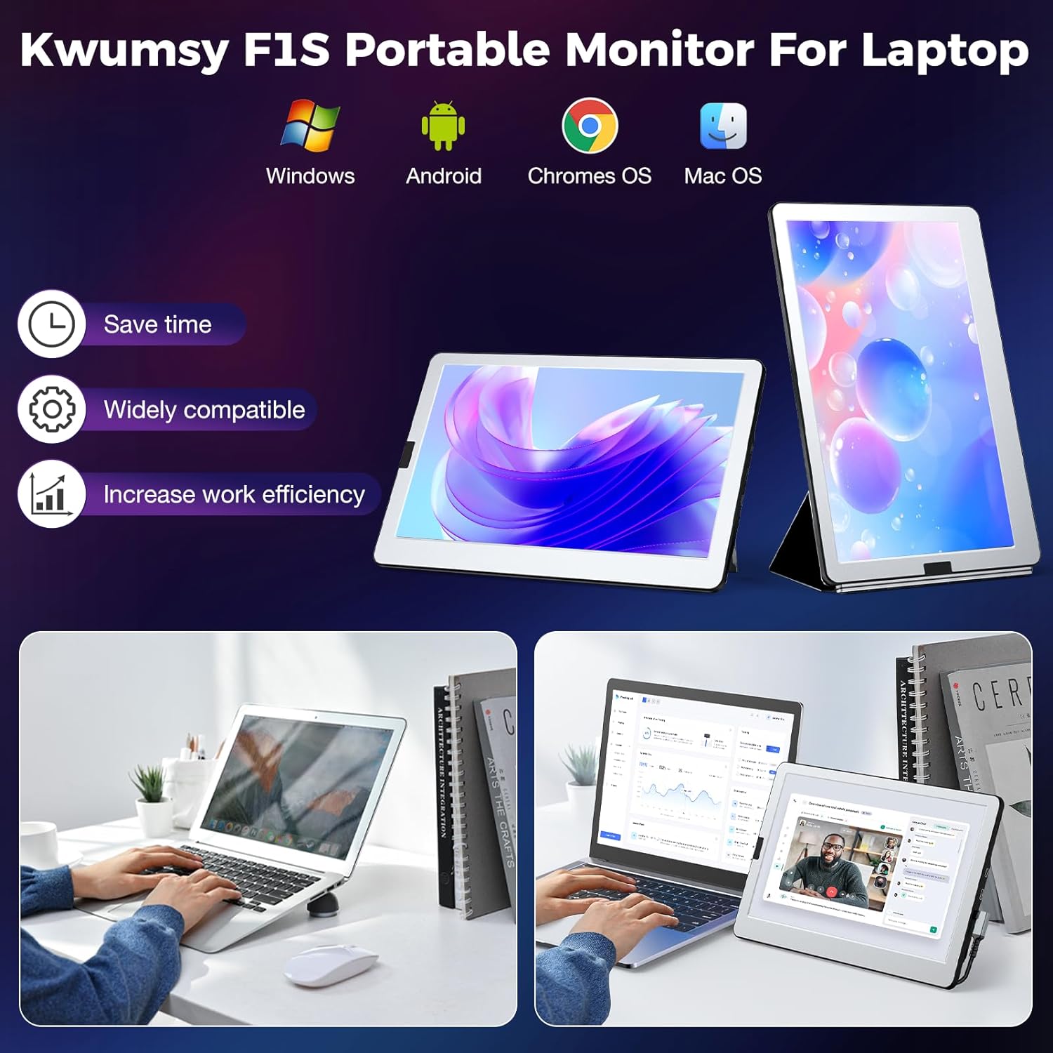 Kwumsy F1S 14'' Portable Monitor Laptop Screen Extender