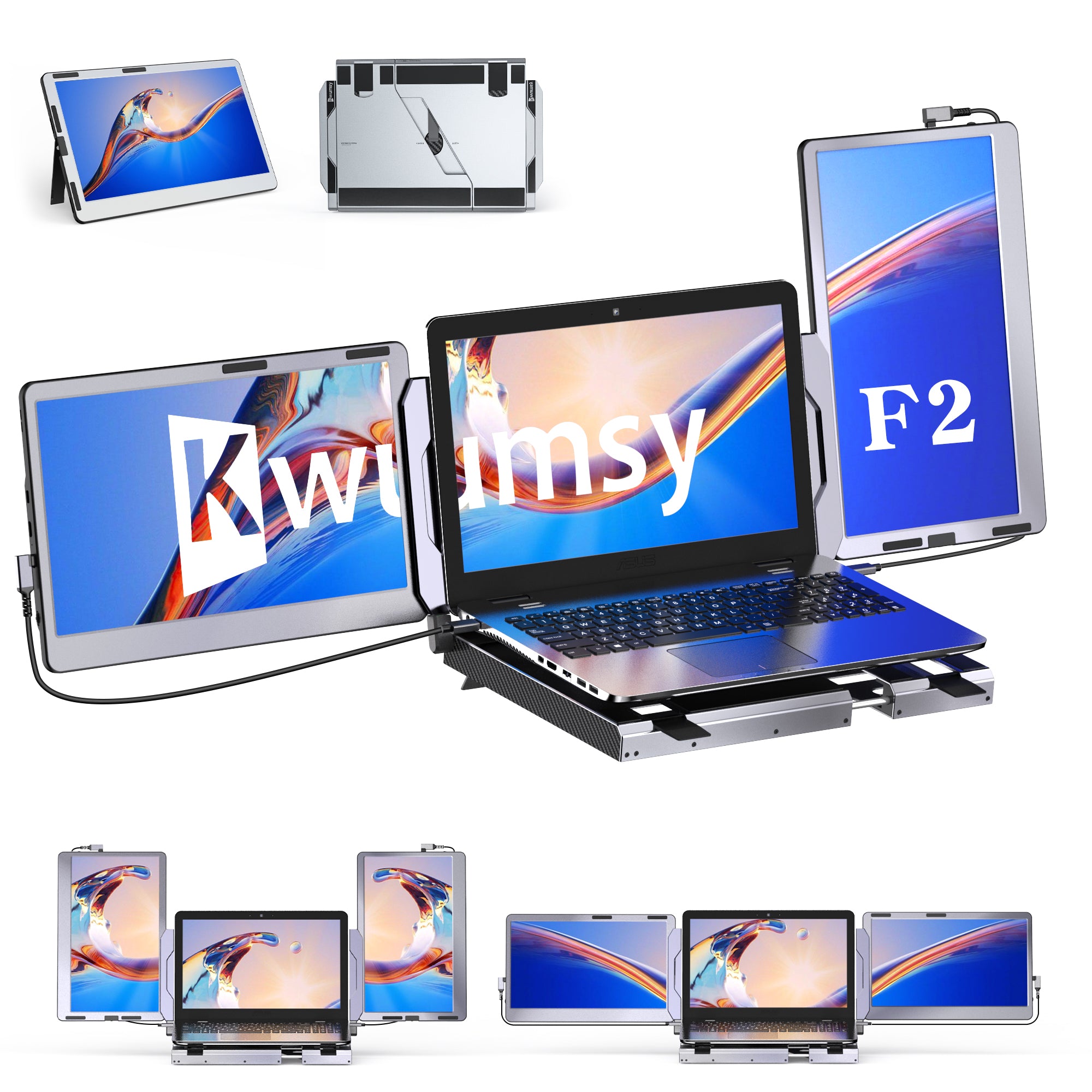Portable Computer Product Kwumsy F2 14'' Triple Portable Laptop Monitor