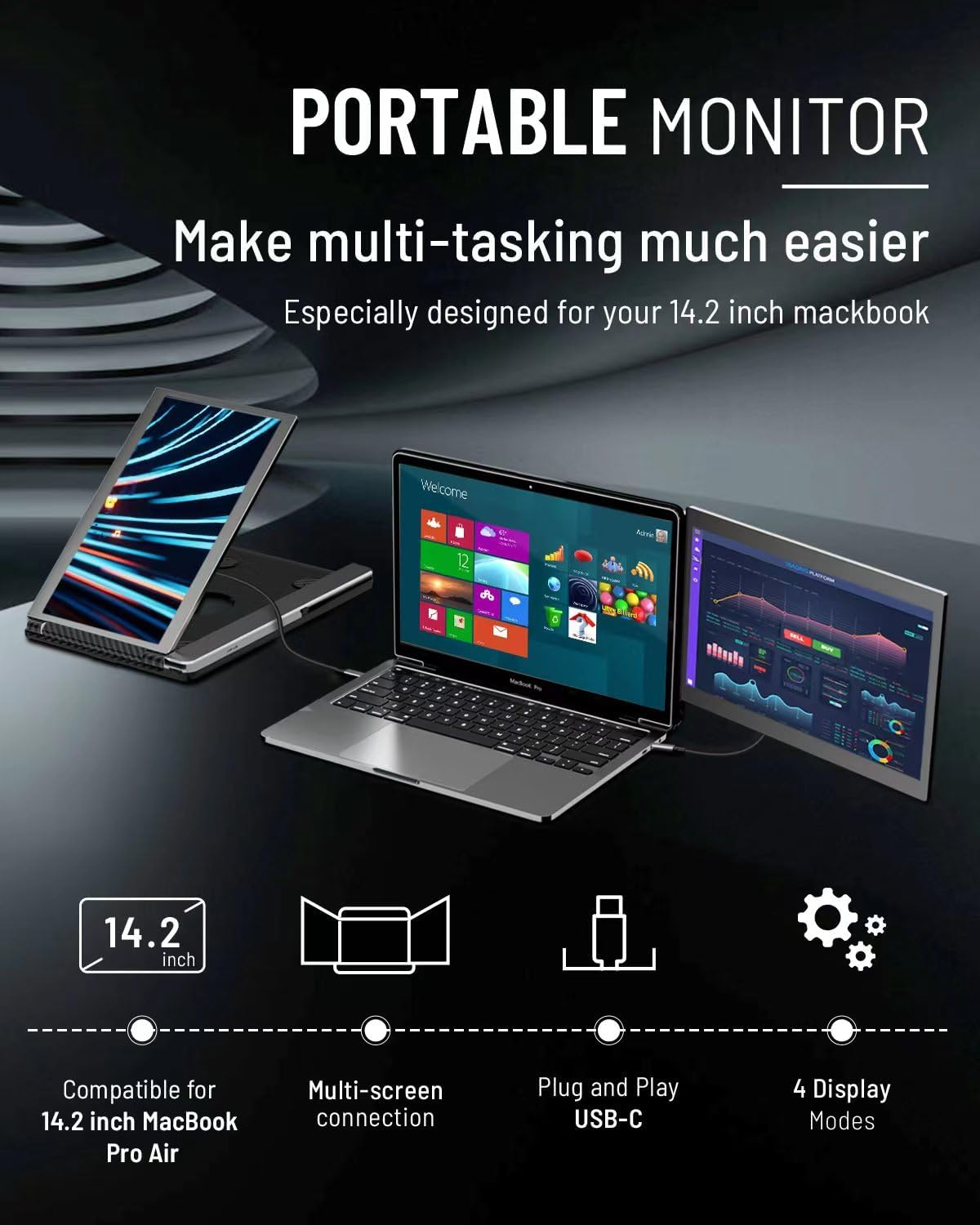 Extensor de tela de laptop Kwumsy P1M compatível com MacBook