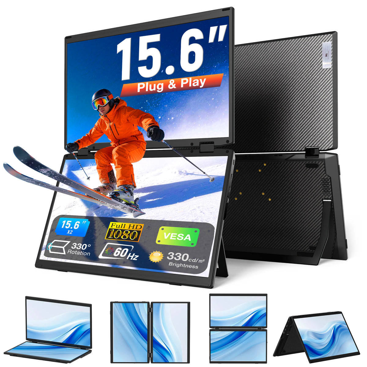 كوومسي M4 15.6" موسّع شاشة الكمبيوتر المحمول الثلاثي