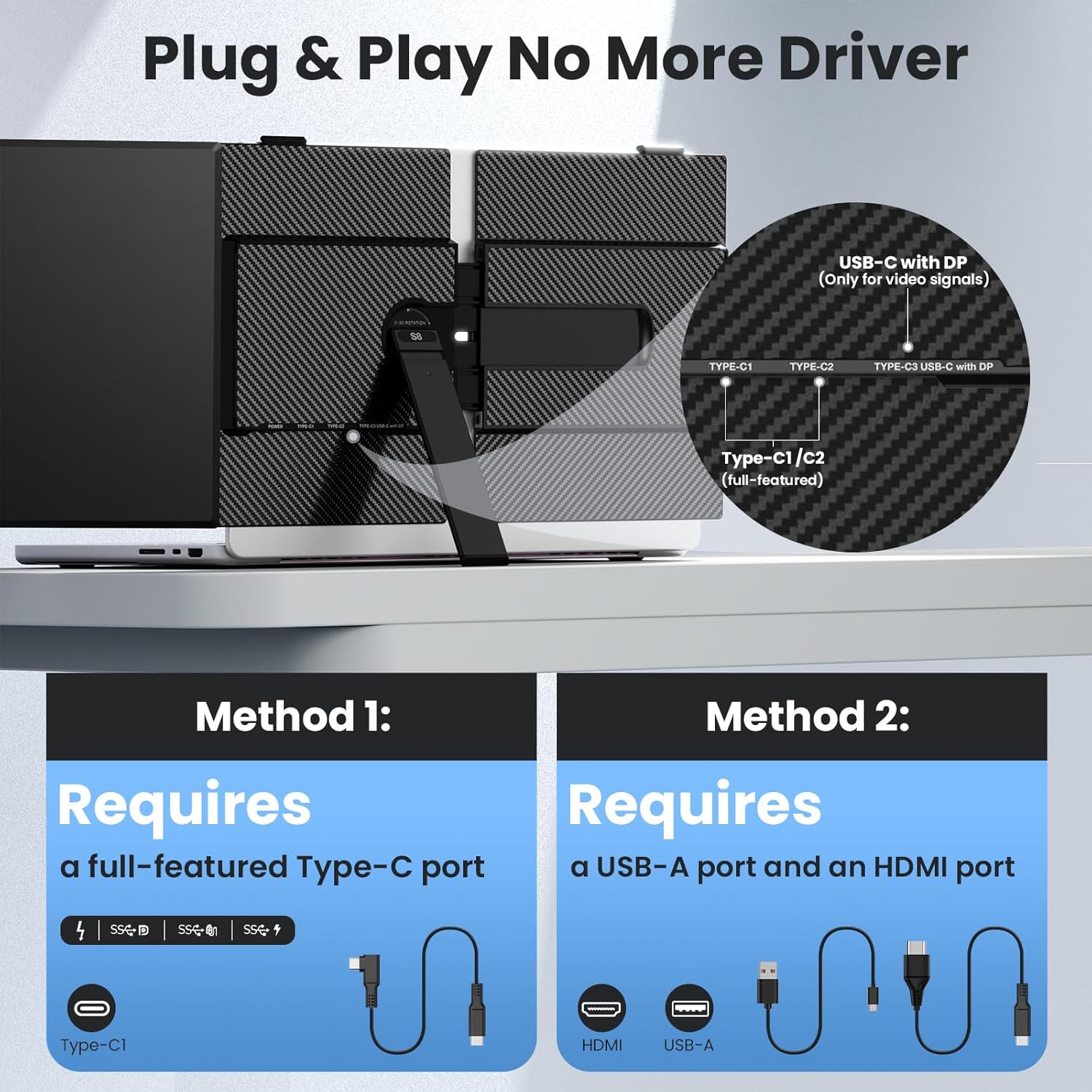 Kwumsy S8 14" Dual Screen Laptop Screen Extender