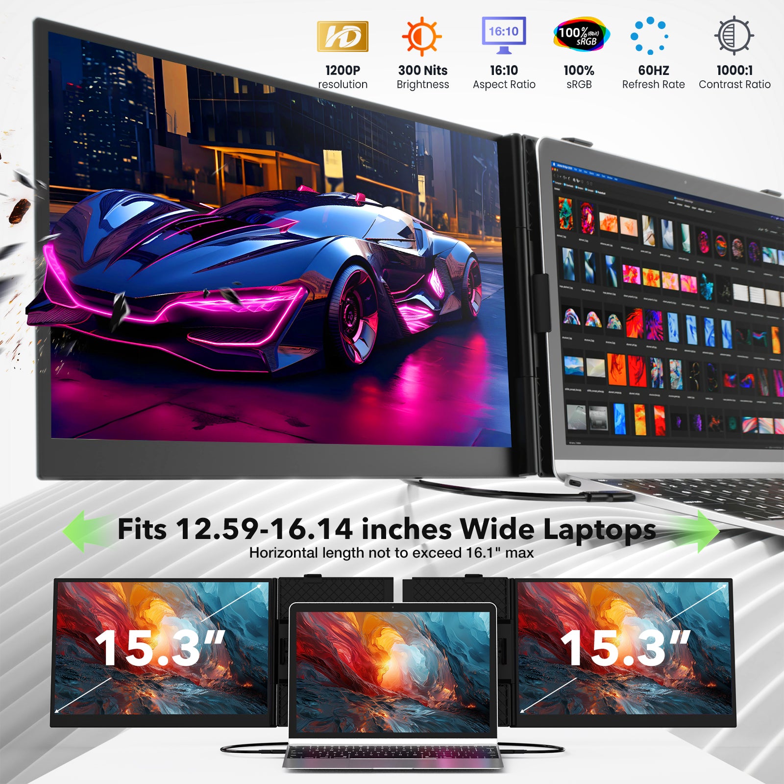 Kwumsy S8Pro MAX 15.3" Triple Screen Laptop Screen Extender