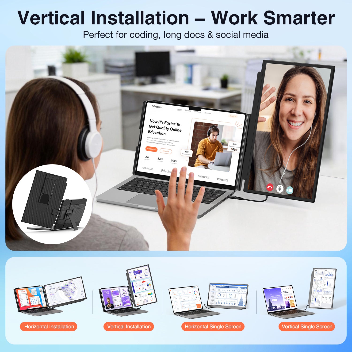 Kwumsy M5 15.6" Extensor de pantalla para portátil de doble pantalla