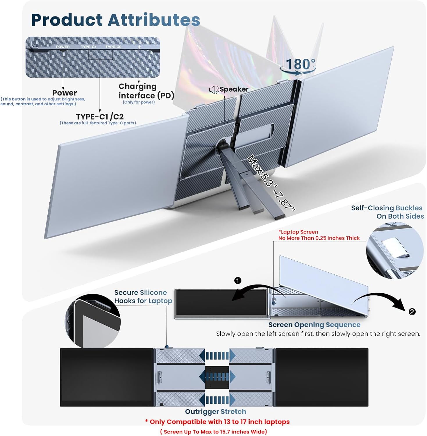 Kwumsy S8PRO 14" Triple Screen Laptop Screen Extender