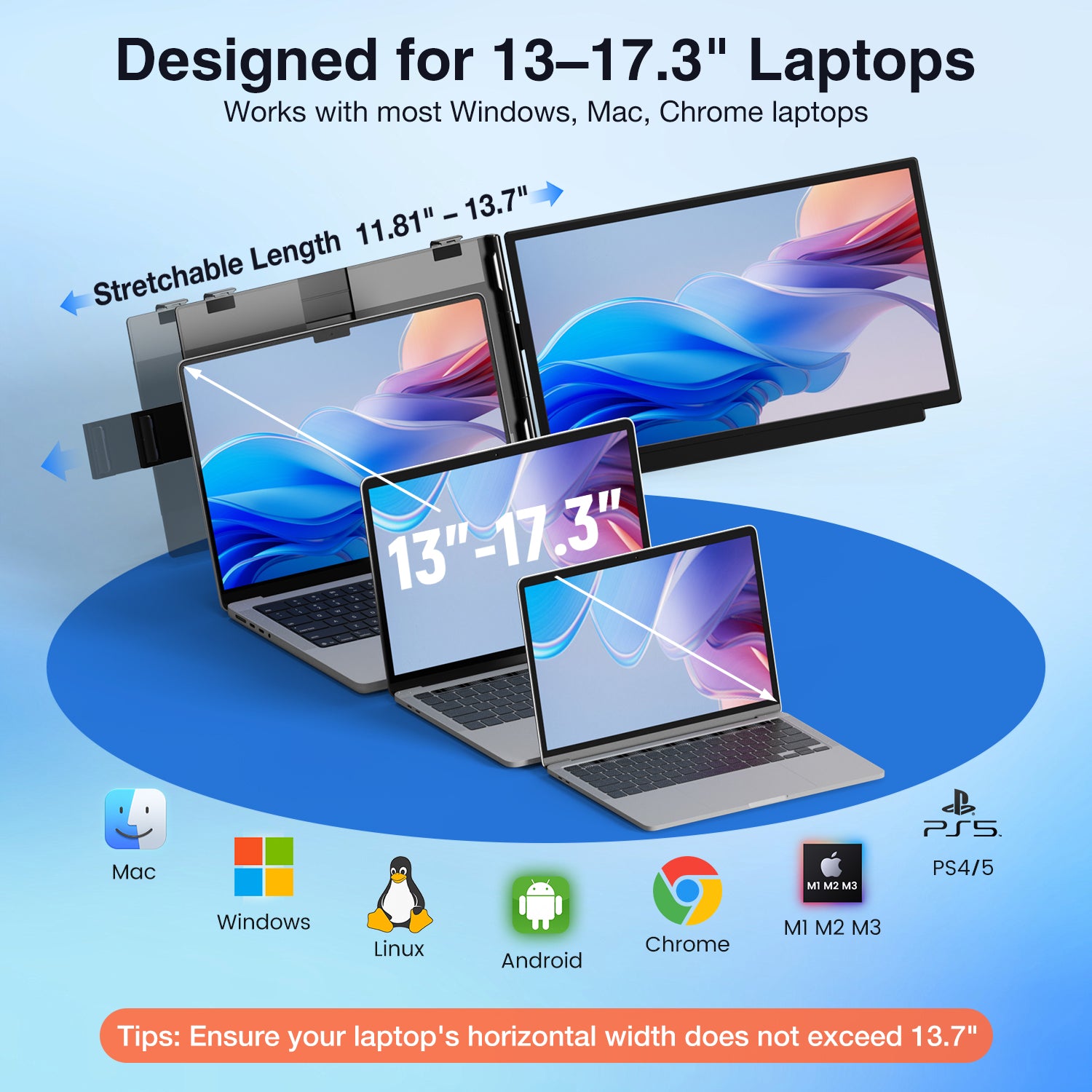 Kwumsy M5 15.6" Extensor de pantalla para portátil de doble pantalla