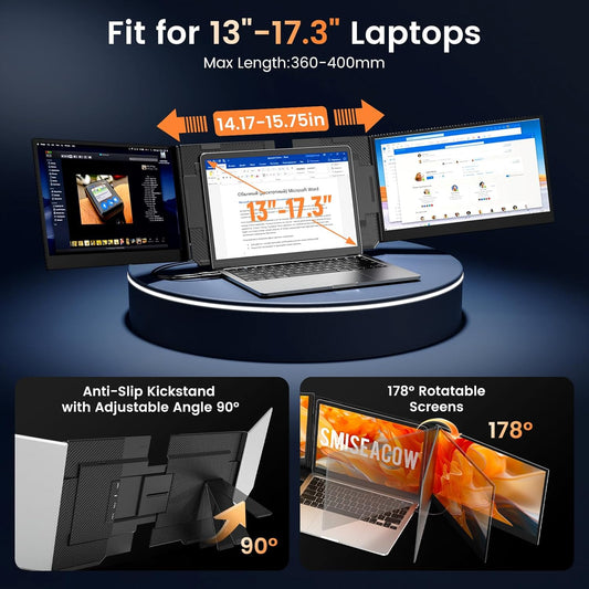 Kwumsy P7 15.6" Triple Screen Laptop Screen Extender