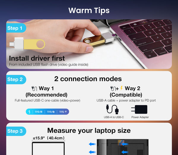 Kwumsy P7PRO 15.6" Extensor de tela tripla para laptop
