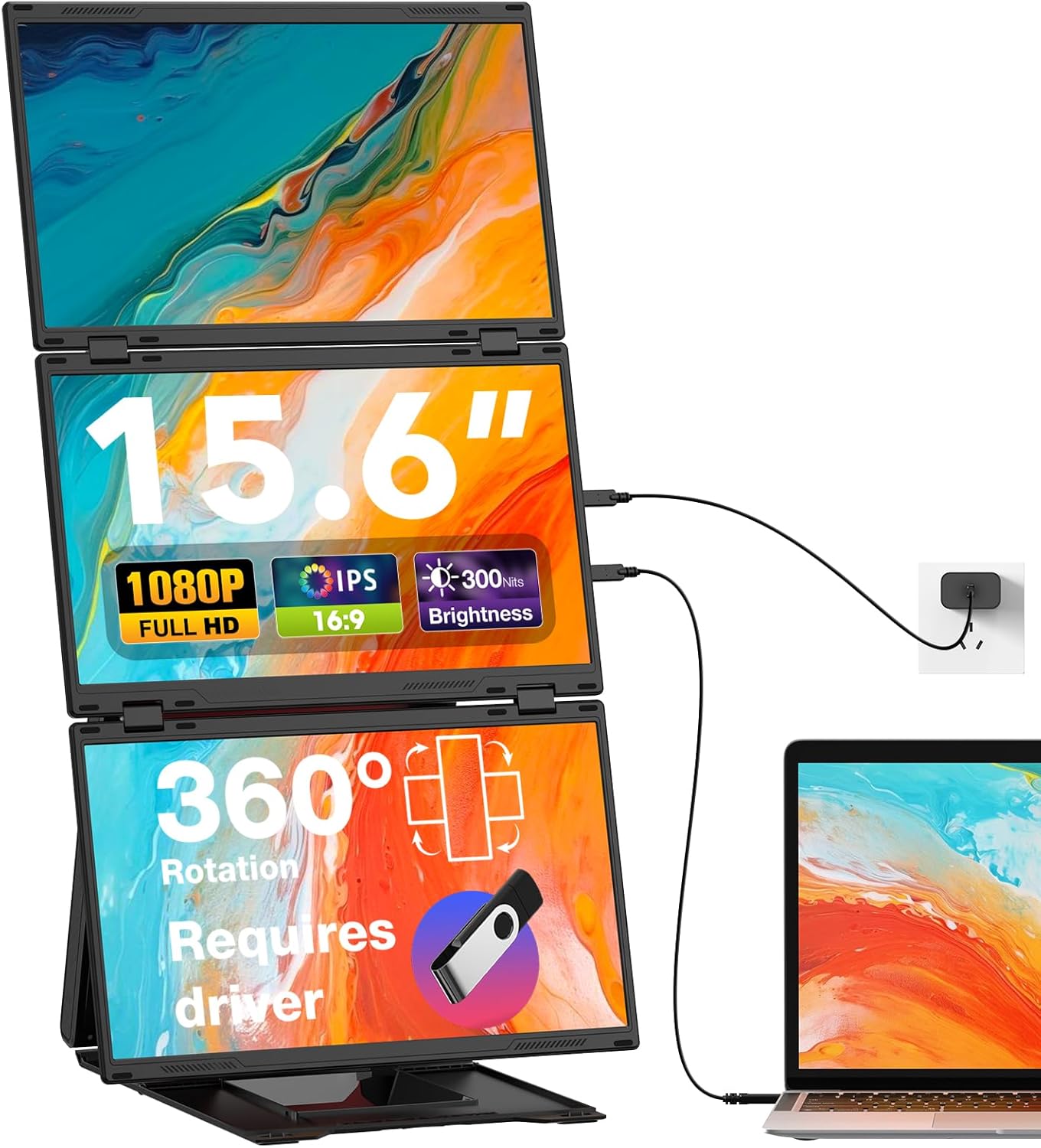 Kwumsy Z4Pro 15.6" Portable Quad-Screen Laptop Screen Extender