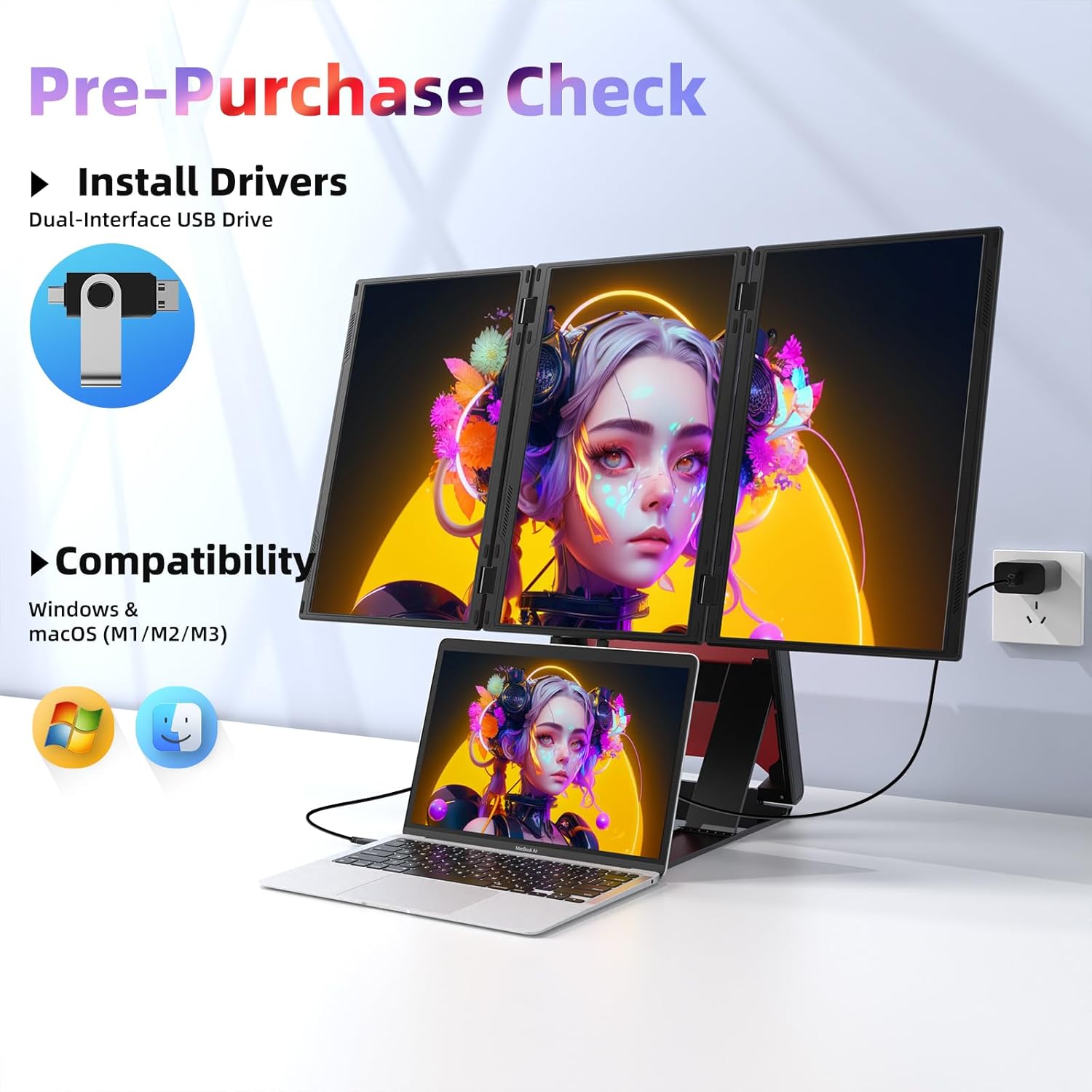 Kwumsy Z4Pro 15.6" Portable Quad-Screen Laptop Screen Extender