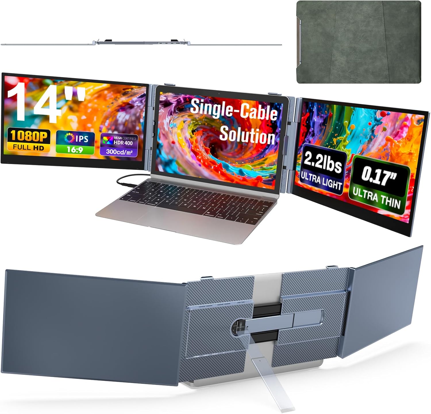 Kwumsy S8Ultra 14" Triple Screen Laptop Screen Extender