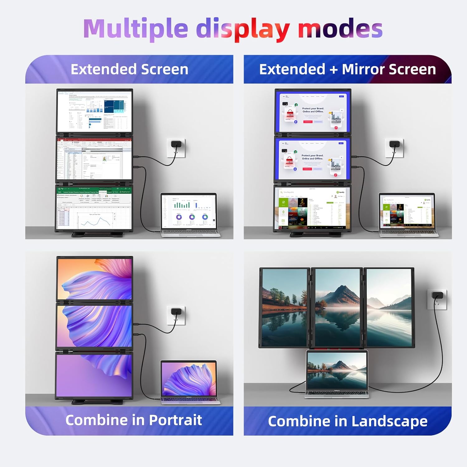 Kwumsy Z4Pro 15.6" Portable Quad-Screen Laptop Screen Extender