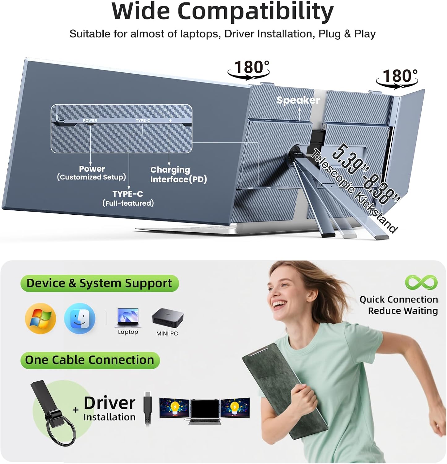 Kwumsy S8Ultra 14" Triple Screen Laptop Screen Extender