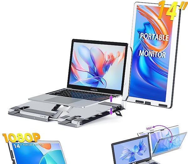 Kwumsy Triple Portable Monitor For Laptop-14Inch FHD 1080P Triple
