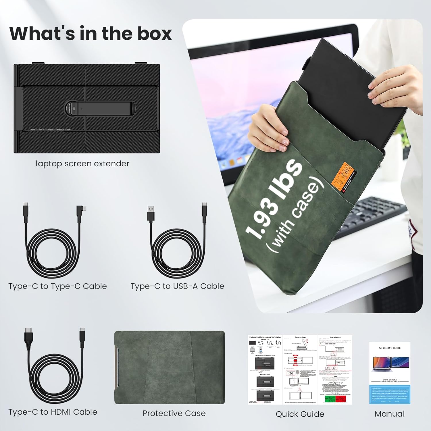 Kwumsy S8 14" Dual Screen Laptop Screen Extender