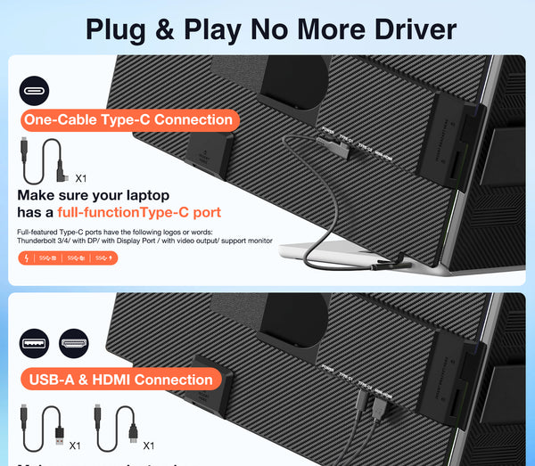 Kwumsy M5 15.6" Extensor de pantalla para portátil de doble pantalla