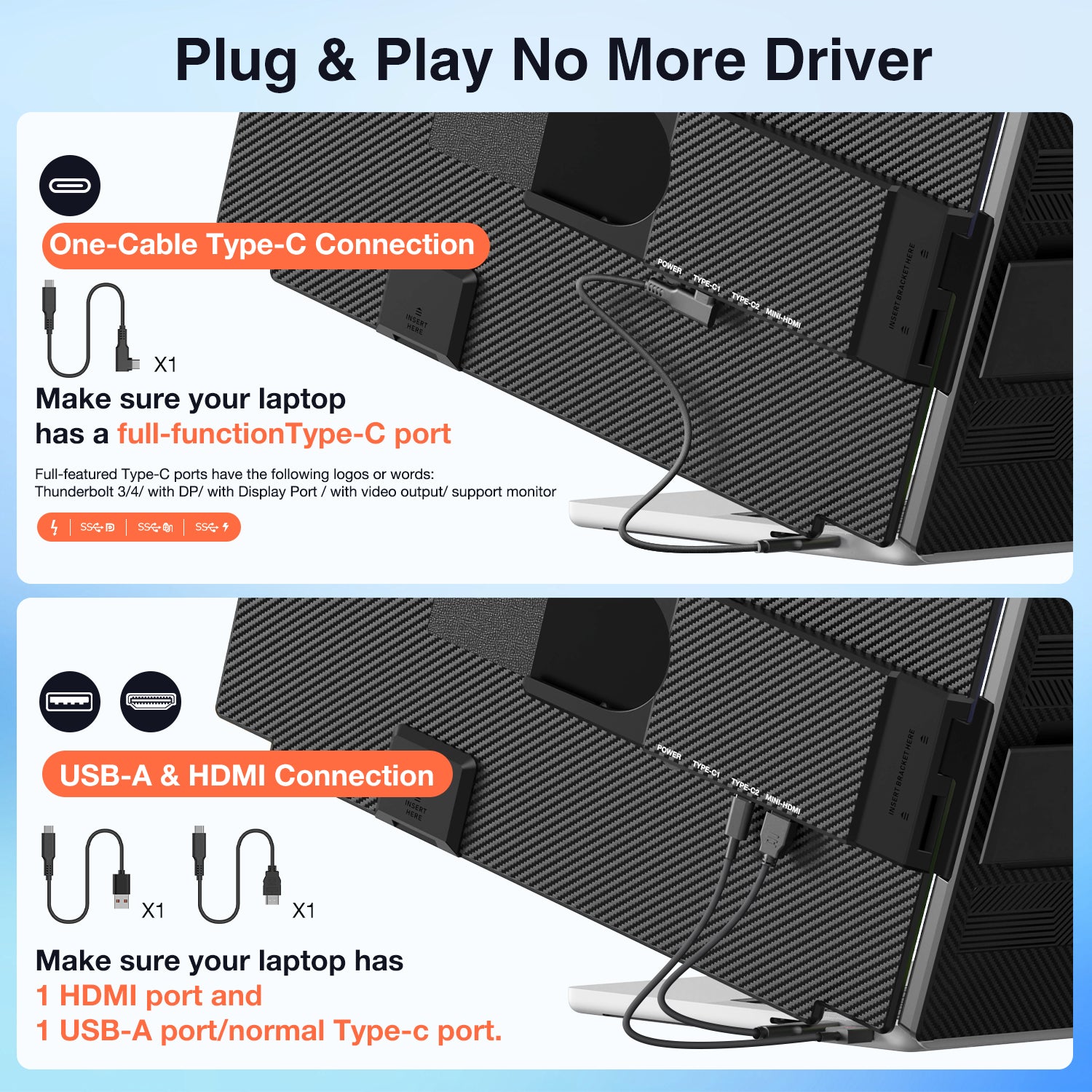 Kwumsy M5 15.6" Extensor de pantalla para portátil de doble pantalla