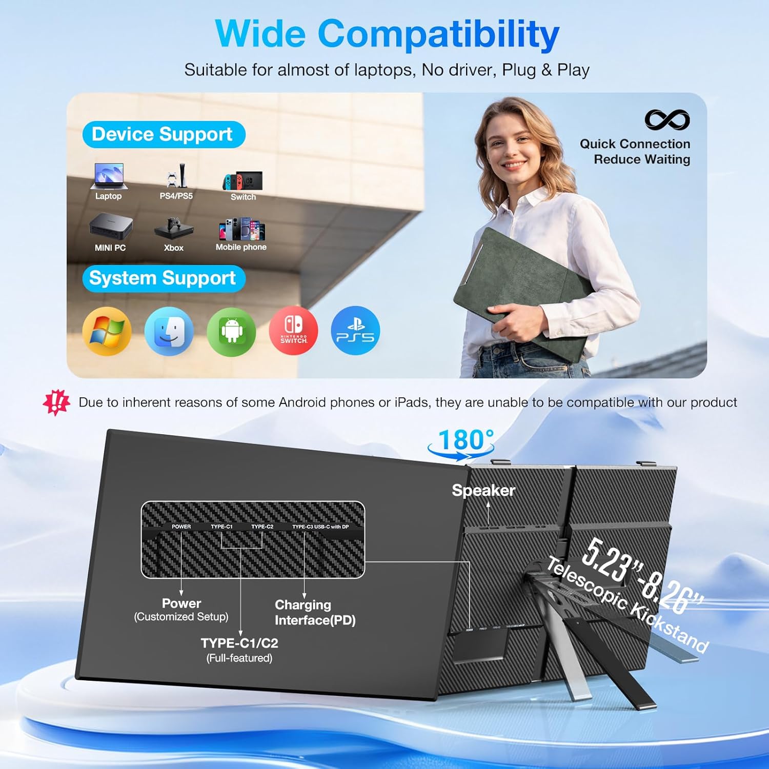 Kwumsy S8 MAX 15.3" Dual Screen Laptop Screen Extender