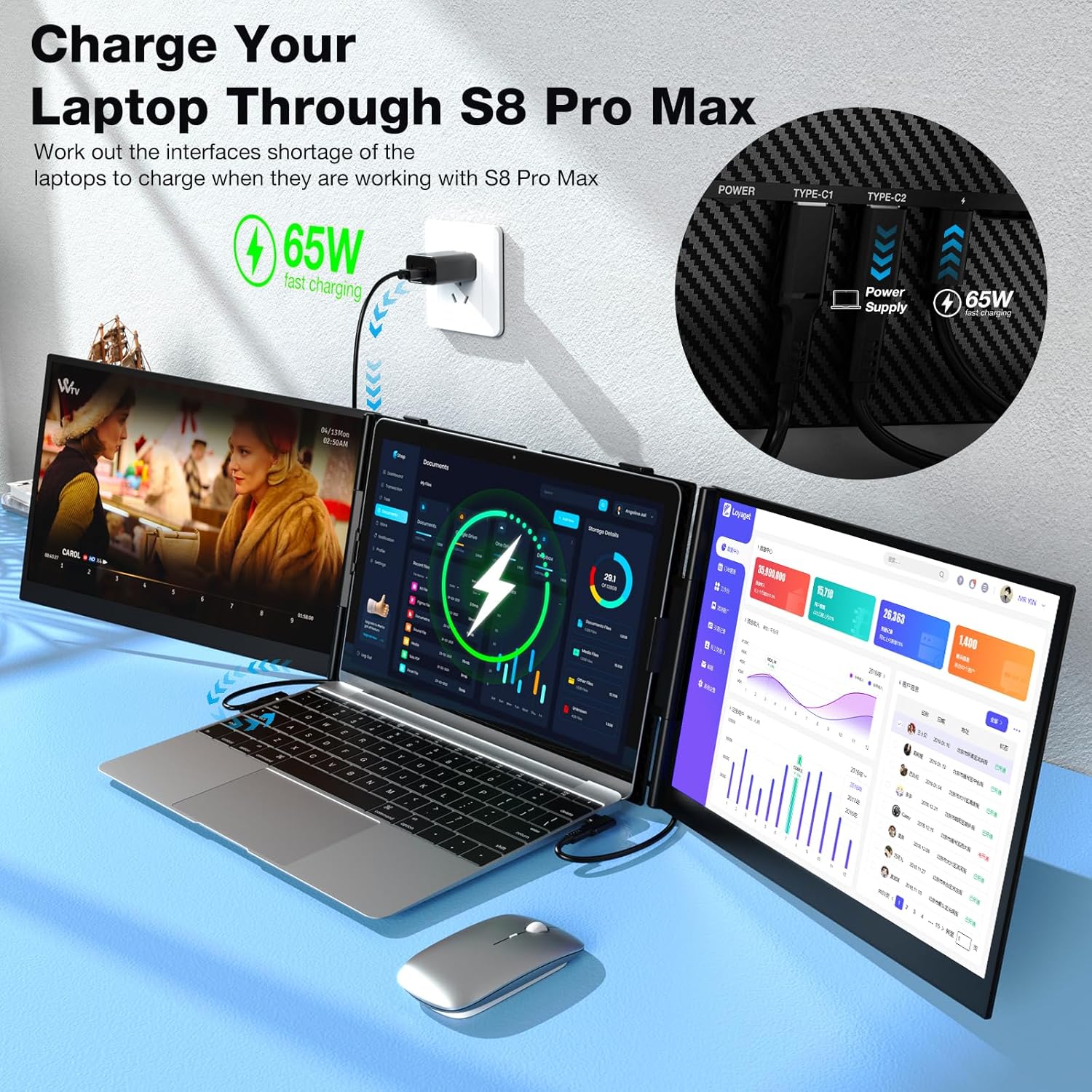 Kwumsy S8Pro MAX 15.3" Triple Screen Laptop Screen Extender