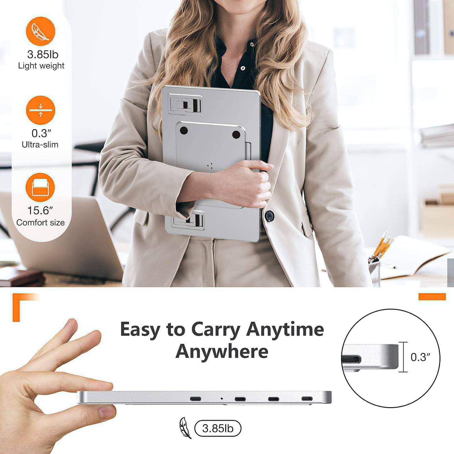 KX 15.6" Portable External Travel Touchscreen with 9 Languages UI Keyboard