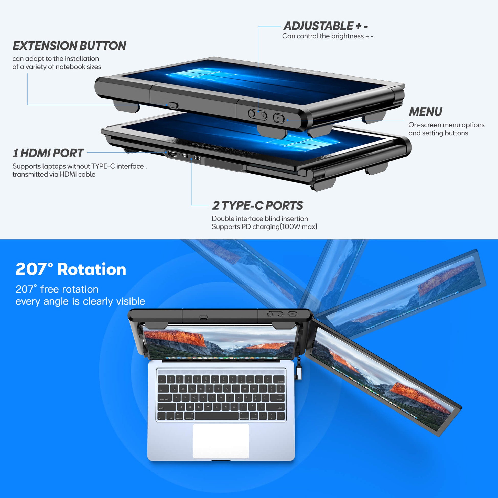 Tela extra portátil P1 PLUS 13,3'' polegadas para laptop