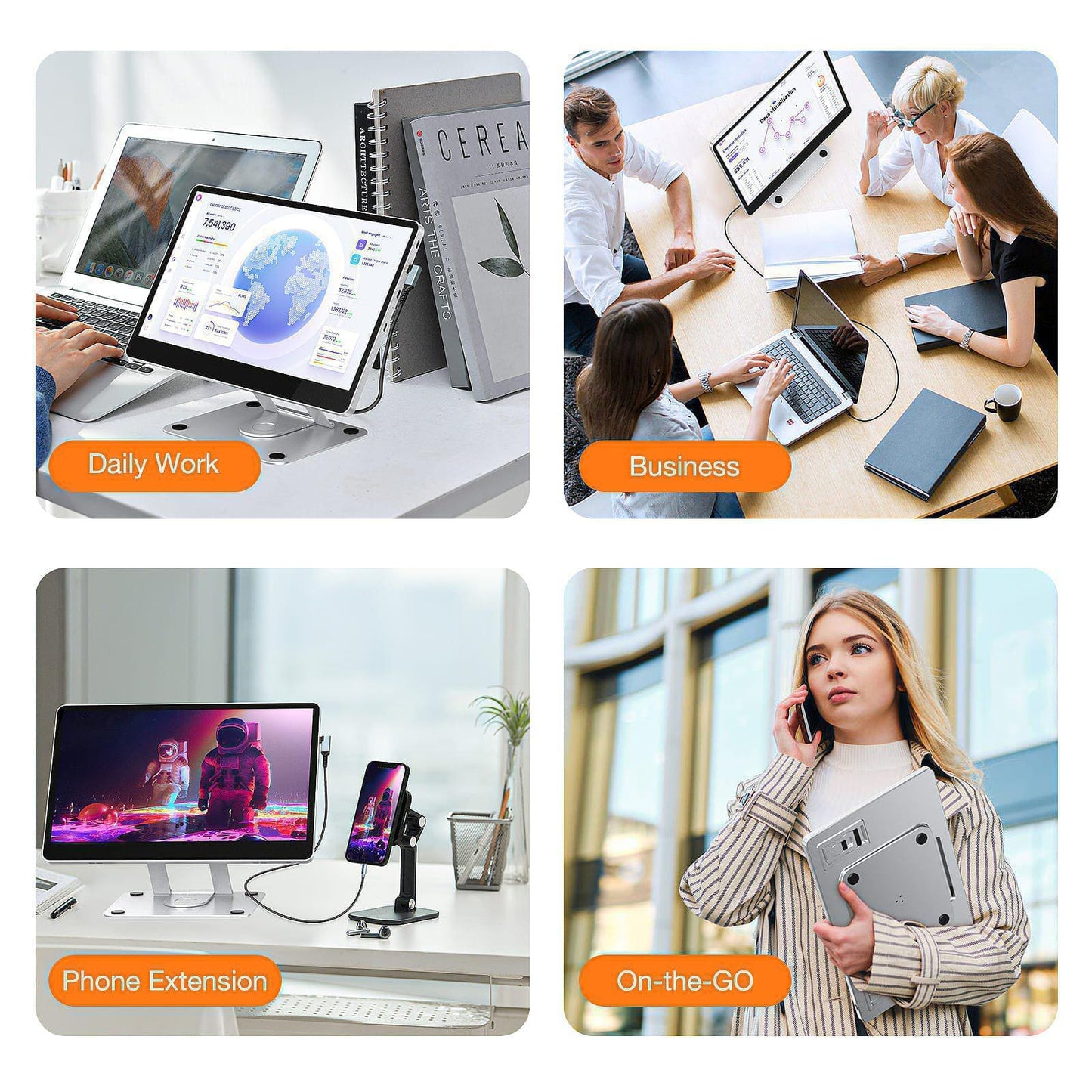 KX 15.6" Portable External Travel Touchscreen with 9 Languages UI Keyboard